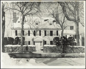 Ashdale Farm. View of front of Main House in winter, sedan passing by