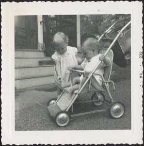 Children of Pete Stevens (two toddlers, one in baby stroller)