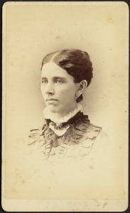 Portrait of woman in white ruffled high collar (head)