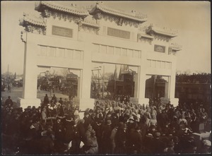 Dedication of Memorial Gateway Arch (Ketteler Memorial) in Peking, China