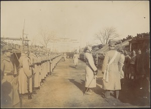 German soldiers standing at attention at the dedication of the Ketteler Memorial Gateway Arch