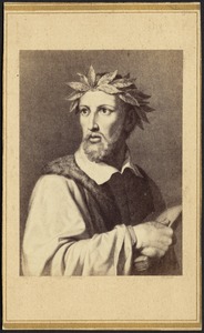 Bearded man with laurel wreath on head, possibly Dante Alighieri
