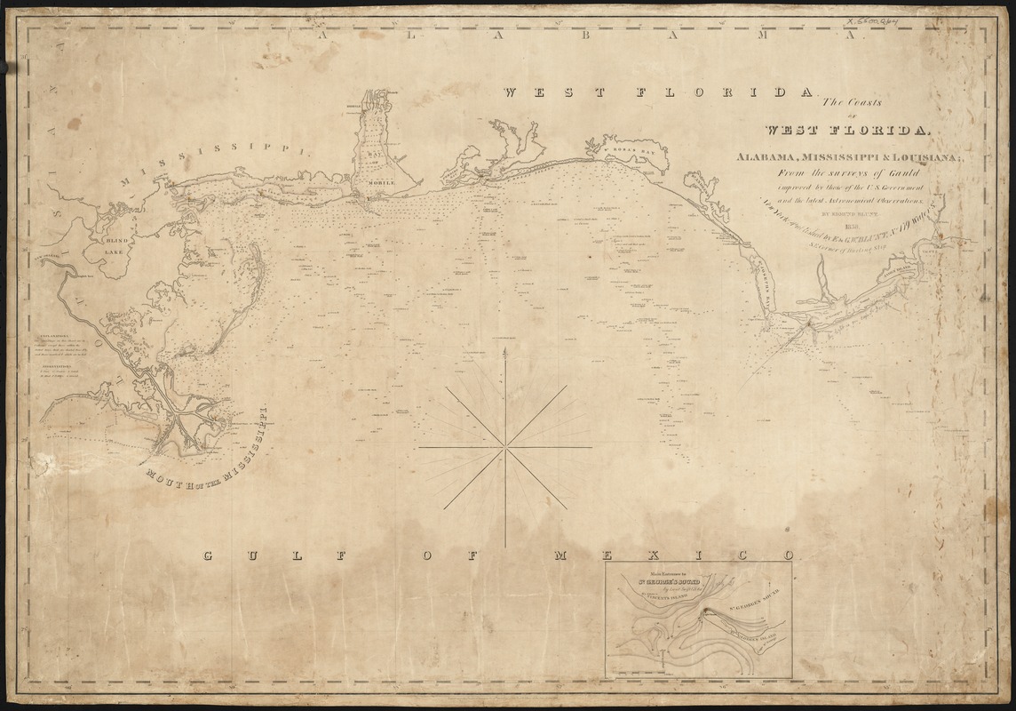 The coasts of West Florida, Alabama, Mississippi & Louisiana; from the surveys of Gauld improved by those of the U.S. Government and the latest Astronomical Observations
