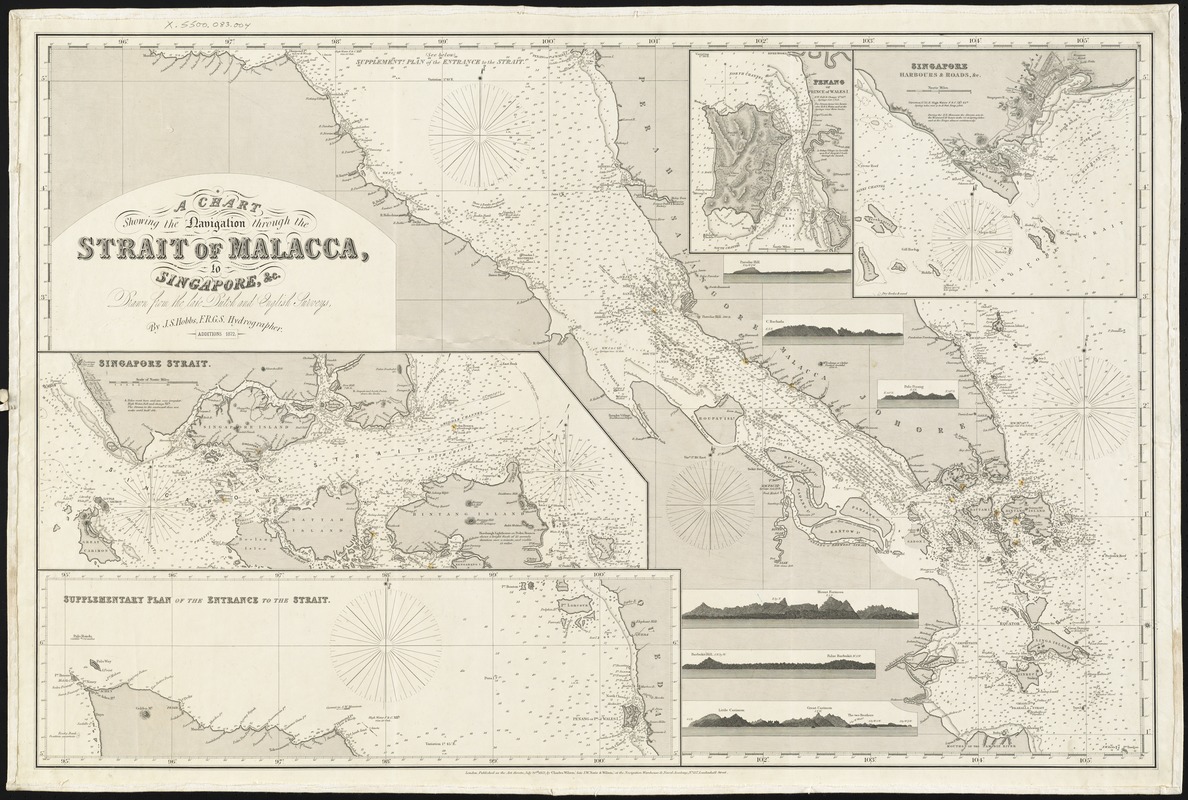 A chart showing the navigation through the Strait of Malacca, to Singapore, &c