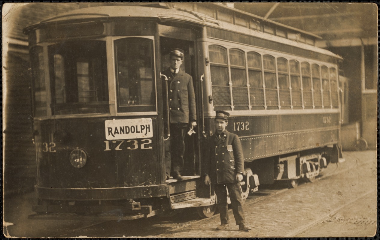 Trolley car and two men