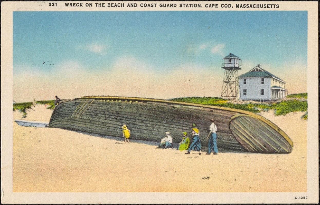 Wreck on the beach and coast guard station, Cape Cod, Massachusetts