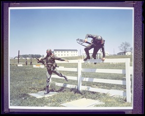 CEMEL, body armor, vest & helmet, infantry, new - obstacle course, guys jumping over fence