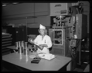 Food lab, Dennison press, compressing freeze dried cheese
