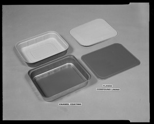Food packaging div., enamel coating trays, with flange compound lining