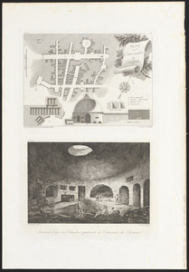 Plan des catacombes de Syracuse ; intérieur d'une des chambres sépulcrales des catacombes