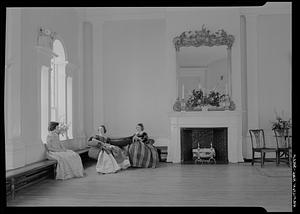 Hamilton Hall, Chestnut Street, Salem: interior, three pretty girls