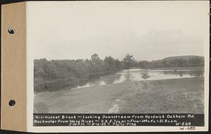 Winimusset Brook, looking downstream from bridge on Hardwick-Oakham Road, drainage area = 5.7 square miles, flow = 124 cubic feet per second = 21.8 cubic feet per second per square mile, backwater from Ware River, New Braintree, Mass., 5:05 PM, Sep. 16, 1933
