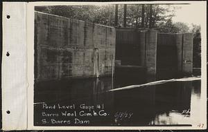 Barre Wool Combing Co., pond level gage #1, dam, South Barre, Barre, Mass., Jun. 8, 1928