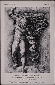 Hercules and the Hydra. Engraving by Master I. F. T. Italian, about 1500. The Metropolitan Museum of Art. MM4152