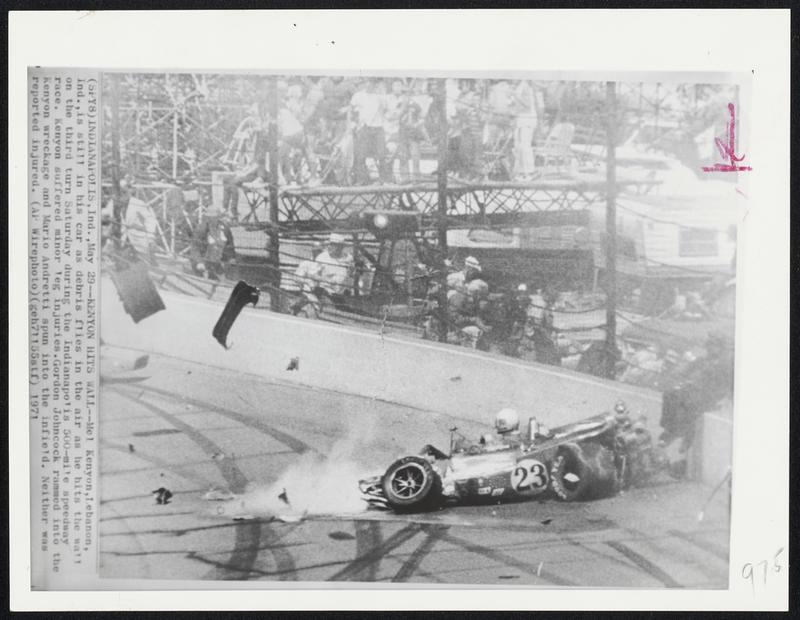 Kenyon Hits Wall--Mel Kenyon,Lebanon, Ind.,is still in his car as
