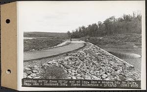 Contract No. 106, Improvement of Access Roads, Middle and East Branch Regulating Dams, and Quabbin Reservoir Area, Hardwick, Petersham, New Salem, Belchertown, looking southwesterly from northeasterly end of Regulating Dam, access road to East Branch Regulating Dam, Belchertown, Mass., Sep. 19, 1945