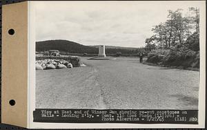 Contract No. 118, Miscellaneous Construction at Winsor Dam and Quabbin Dike, Belchertown, Ware, view at west end of Winsor Dam showing recut capstones on walls, looking easterly, Ware, Mass., Aug. 27, 1945