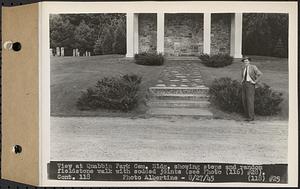 Contract No. 118, Miscellaneous Construction at Winsor Dam and Quabbin Dike, Belchertown, Ware, view at Quabbin Park Cemetery Building, showing steps and random fieldstone walk with sodded joints, Ware, Mass., Aug. 27, 1945