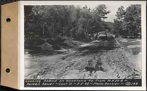 Contract No. 71, WPA Sewer Construction, Holden, looking ahead on Woodland Road from manhole 20B, Holden Sewer, Holden, Mass., Sep. 5, 1940