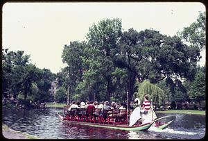 Swan boat on Boston Public Garden lagoon