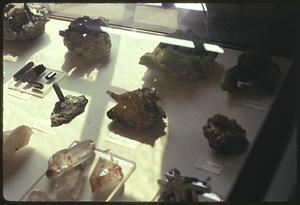 Malachite, azurite, smithsonite and other gems on display