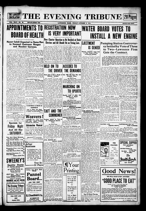 The Evening Tribune. October 06, 1911 - Digital Commonwealth