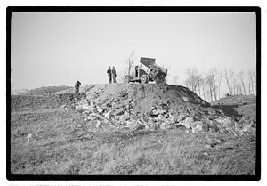 Construction machinery moving earth