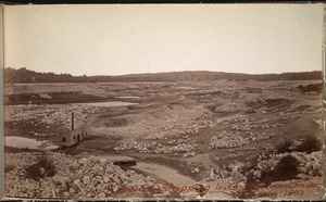 Sudbury Department, Hopkinton Reservoir, stripping, looking upstream from dam, Ashland; Hopkinton, Mass., 1893