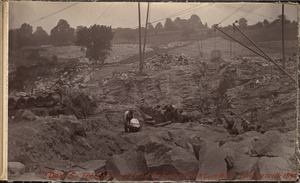 Sudbury Department, Sudbury Dam, trench excavation for gatehouse and core wall, looking north, Southborough, Mass., 1894