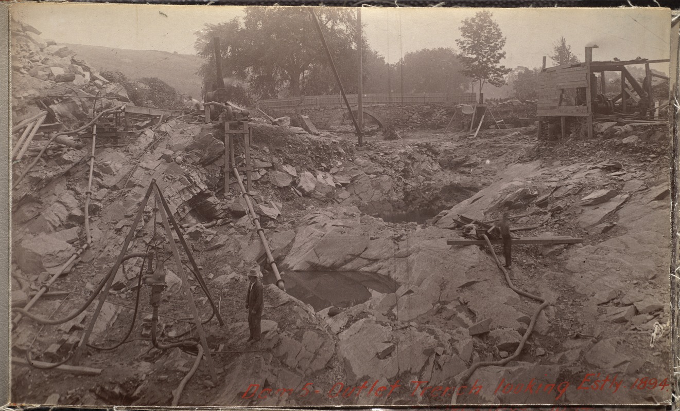Sudbury Department, Sudbury Dam, outlet trench, looking east, Southborough, Mass., 1894