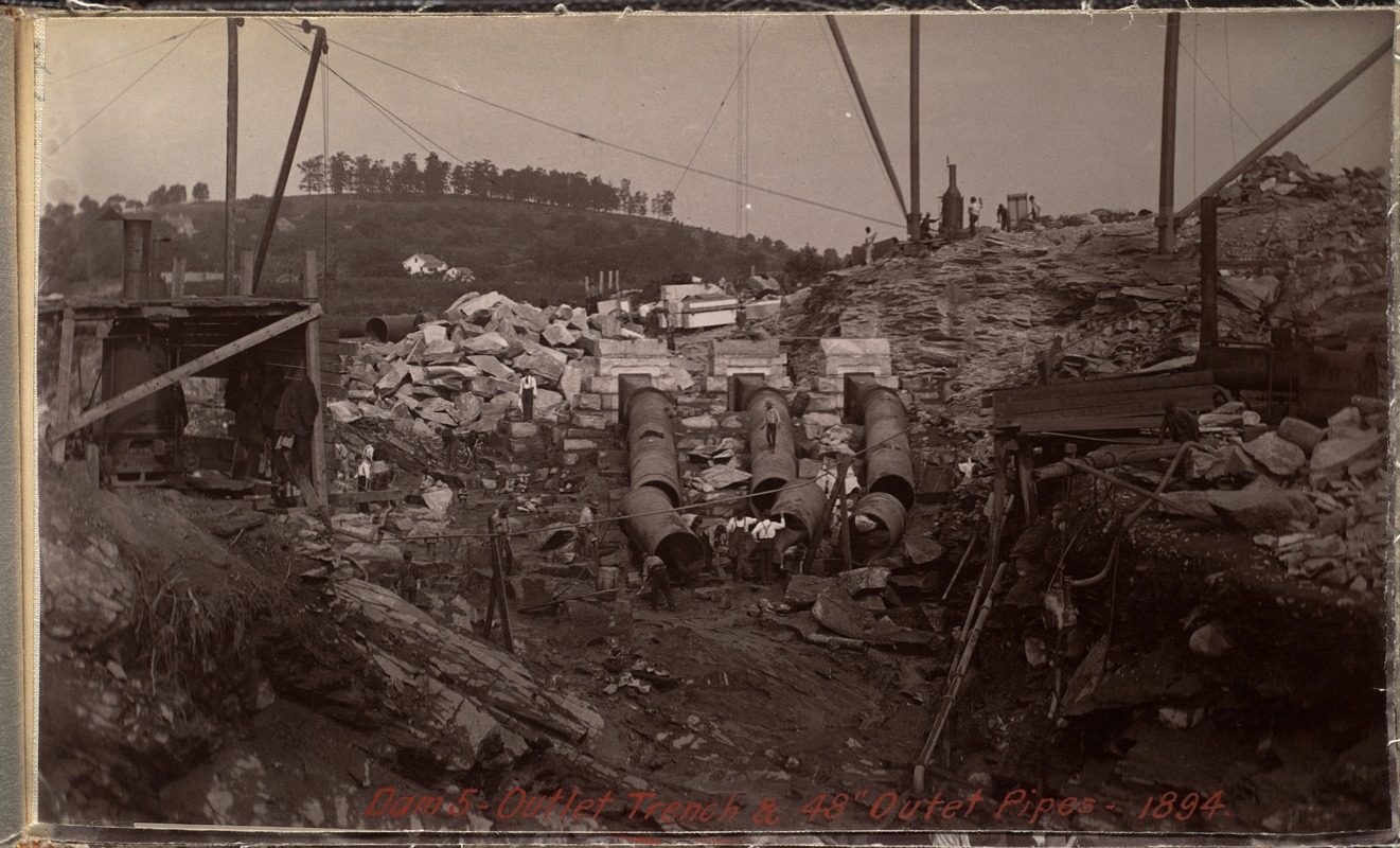 Sudbury Department, Sudbury Dam, trench and 48-inch outlet pipes, Southborough, Mass., 1894