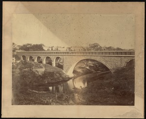 Sudbury Department, Sudbury Aqueduct, Echo Bridge, from Needham toward Newton, downstream face, Needham; Newton, Mass., ca. 1878