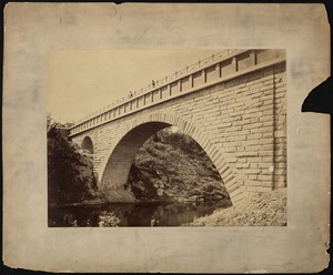 Sudbury Department, Sudbury Aqueduct, Echo Bridge, from Newton toward Needham, upstream face, Needham; Newton, Mass., ca. 1878