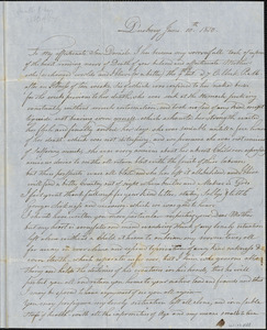 From Nathaniel Winsor to his son Daniel informing him of the death of his mother, Hannah Loring Winsor, June 1850
