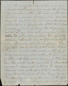 Fund raising letter for August Fair, 30 May 1857