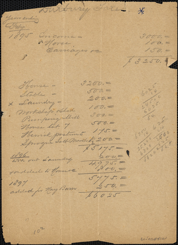 Duxbury taxes year ending Feb'y 1895 Digital Commonwealth