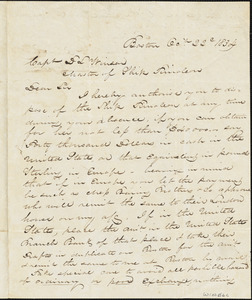 Letter of authorization to sell "Timoleon" from Thatcher Magowan, Esq. to Capt. D.L. Winsor