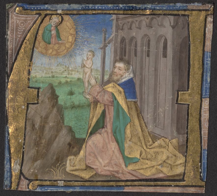 Single initial cut from a 15th-century missal