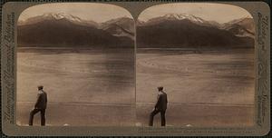 General view of the plain and walls of Mantinea and snowy Arcadian mountains, W., Greece