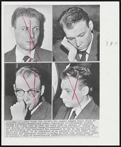 Hopes Fades for Abbott - The camera caught these views of Burton W. Abbott, 28-year-old former University of California student during his trial late in 1955 and early 1956 on charges of kidnapping and slaying of Stephanie Bryan, 14-year-old Berkeley, Calif., school girl. He subsequently was convicted and sentenced to die in San Quentin Prison's gas chamber. He is scheduled to be executed at 10am (pst) today. Yesterday his attorneys started a series of 11th hour court pleas aimed at gaining a stay of execution.