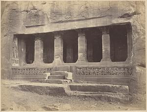 General view of the entrance to the Vaishnava Sanctuary (Cave II), Badami, Bijapur District