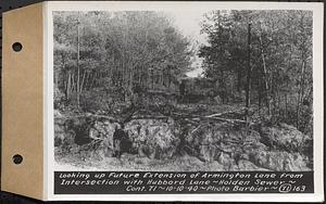 Contract No. 71, WPA Sewer Construction, Holden, looking up future extension of Armington Lane from intersection with Hubbard Lane, Holden Sewer, Holden, Mass., Oct. 10, 1940