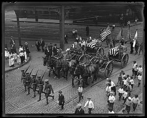Military double funeral on Hanover St., Boston