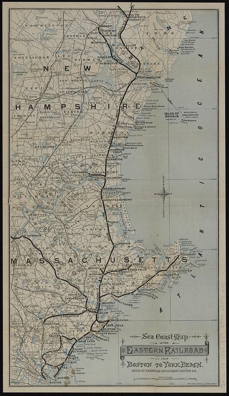 Sea coast map of the Eastern Railroad from Boston to York Beach