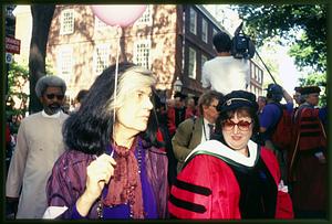 Cambridge, MA Harvard U 1993: Susan Sontag walks at commencement