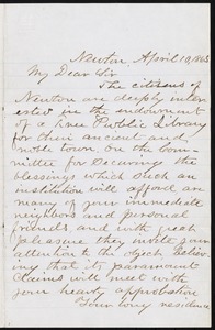 Letter to Francis Skinner, Esq., April 10, 1865