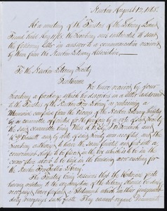 Letter to the Newton Literary Society, August 12, 1868