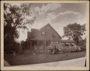 Side view of 78 Temple Street, West Newton, Mass. "The Little Red School House, Oct. 1884 to June 1902"