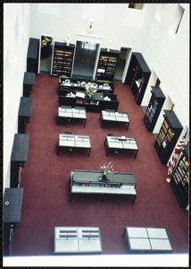 Newton Free Library Grand Opening Celebration, September 15, 1991. Interior. Atrium from above