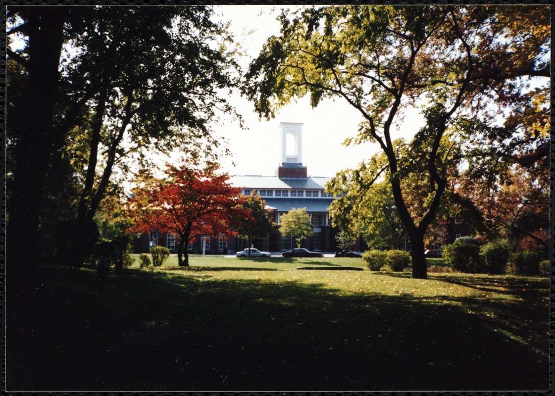 Newton Free Library, Newton, MA. Exterior view of Newton Free Library